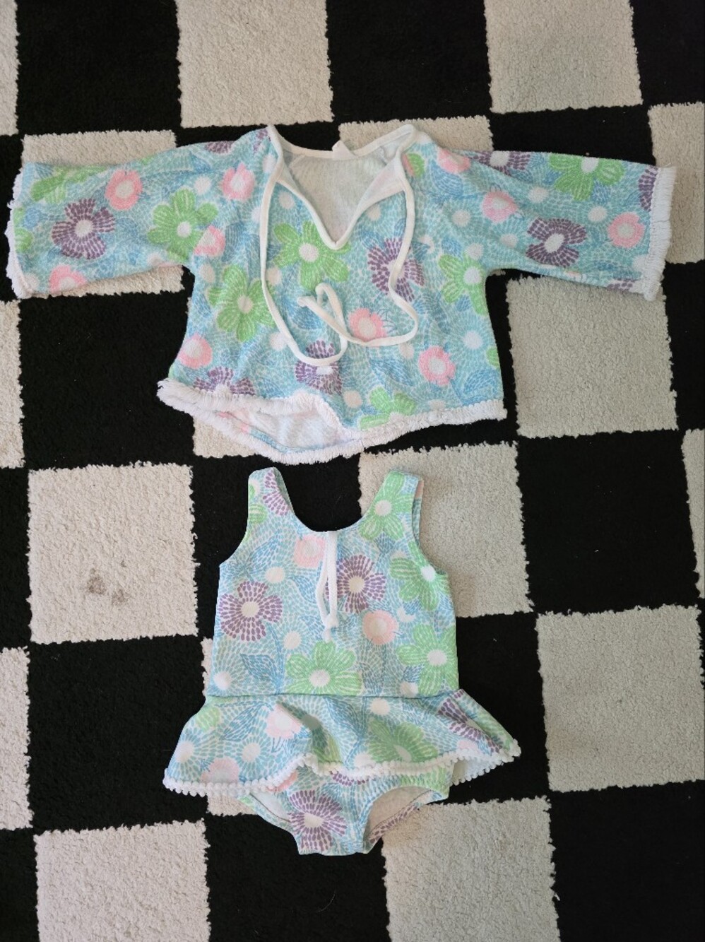 Carter's Pastel Floral Hooded One-Piece Romper in Green Blue Pink Purple